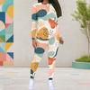 Women Plus Size Colorful Printed Round Neck Long Sleeve Top And Fitted Pants Two Piece Set