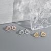 Korean Style 18K Diamond Heart Earrings with 3A Zircon - Versatile, Fashionable, and Simple Design