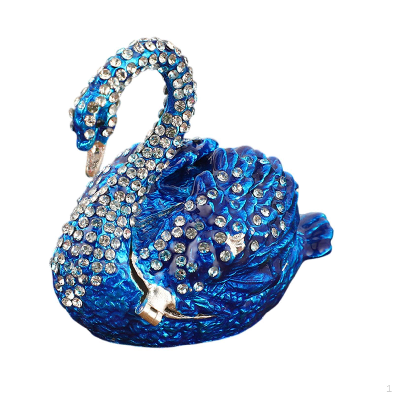Лебедь Шкатулка для безделушек на петлях Драгоценности для браслета синий