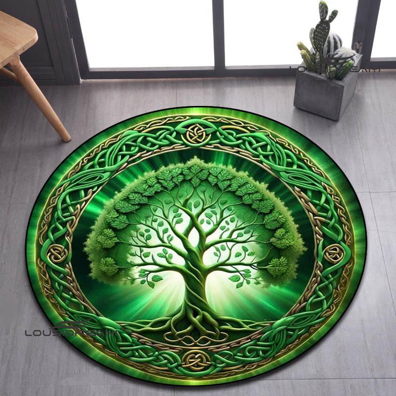 Tree of Life Retro Printed Round Carpet Living Room Bedroom Beautiful Carpet Non -slip Door Pad Floor Mats Birthday Gift