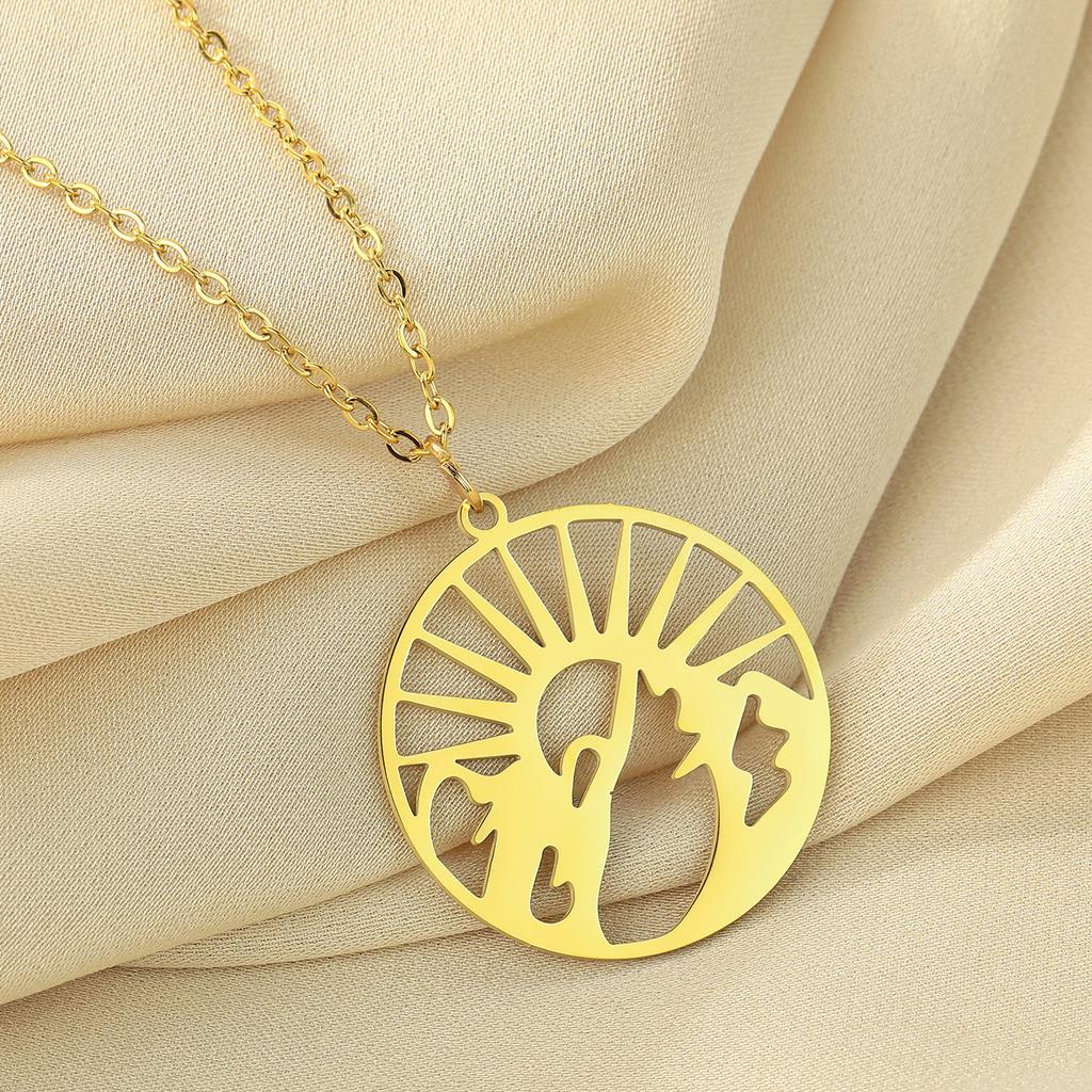 Kinitial Cactus Saturn Planet Infinity Lips Bird Landscape Sun Mountain Stainless Steel Pendant Necklace For Women Jewelry Gift