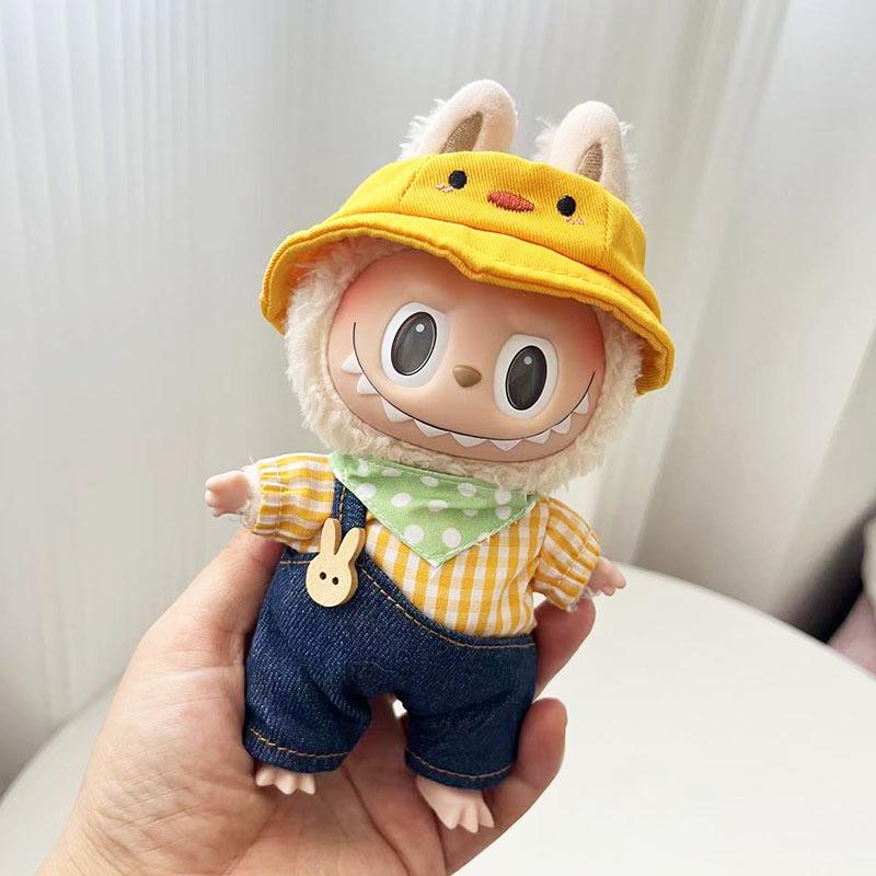 17cm Labubu Doll Clothes: Ice Cream Overalls - Cute Pendant Blind Box