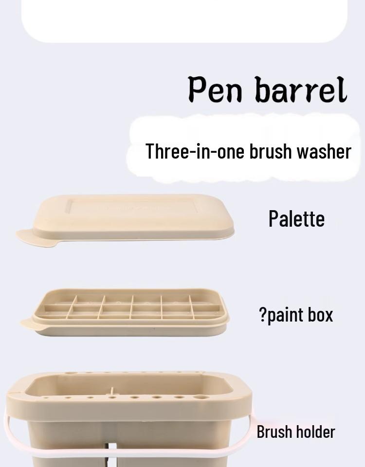 Portable 3-Piece Paint Set: Multifunctional Wash Bucket, Watercolor Gouache Palette, Color Mixing Box for Art Students