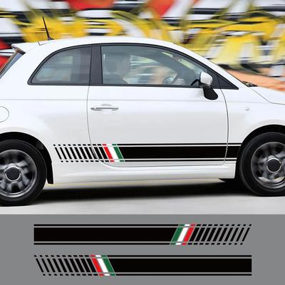 Pour Fiat 500 Abarth 595 2 Pièces Autocollants Latéraux de Porte de Voiture Autocollant Décoration de Carrosserie Auto Graphiques Bandes Vinyle Autocollants Accessoires