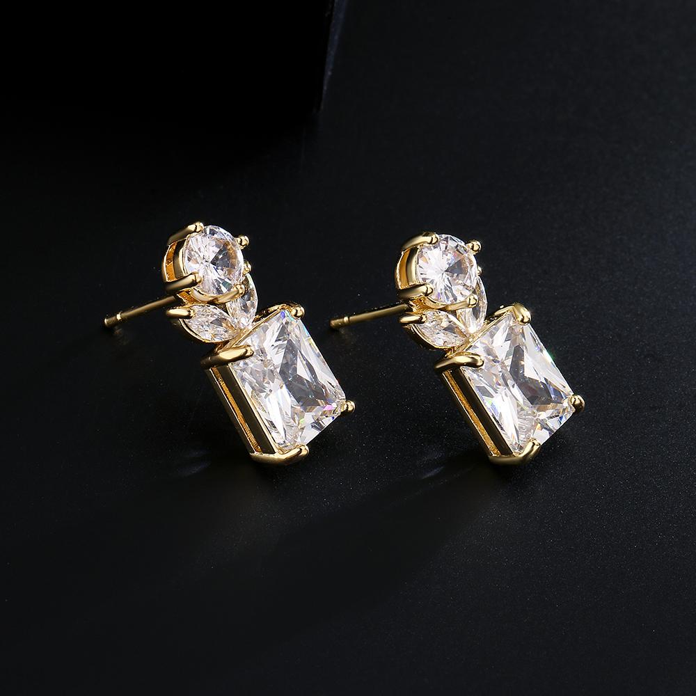 

ZAKOL Изысканные серьги-пусеты с квадратным прозрачным кубическим цирконом в форме листа для женщин, оригинальные шармы, пирсинг-аксессуары, свадебная вечеринка, циркон