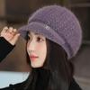 Hat Female Autumn Winter Fashion Versatile Thickened Ear Protector Warm Duck Tongue Beret Rabbit Hair Knitted Wool Hat