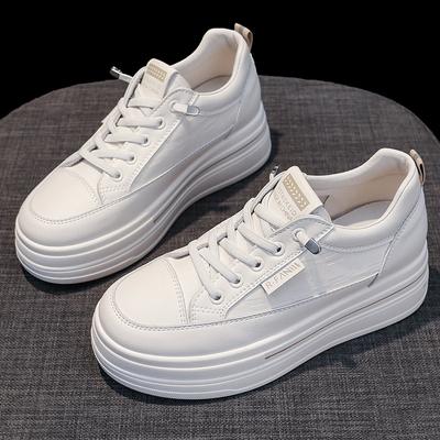 Leather Little White Shoes Women's Shoes Early Spring New Thick-soled Heightening Board Shoes Casual Shoes Women's Sports Shoes Single Shoes