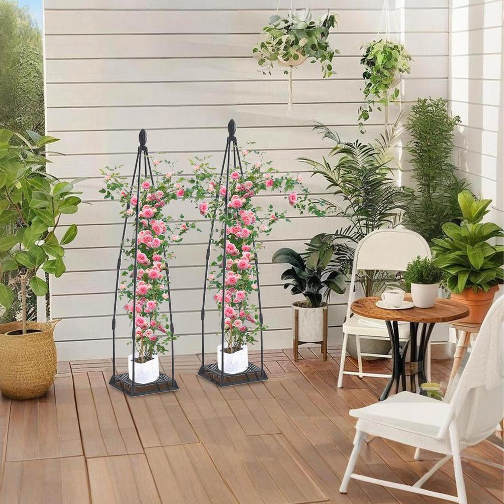 Garden Trellis Metal Plant Climbing Support Heavy-Duty Flower Climbing Frame Tower for Potted Greenhouse Cucumber Flower