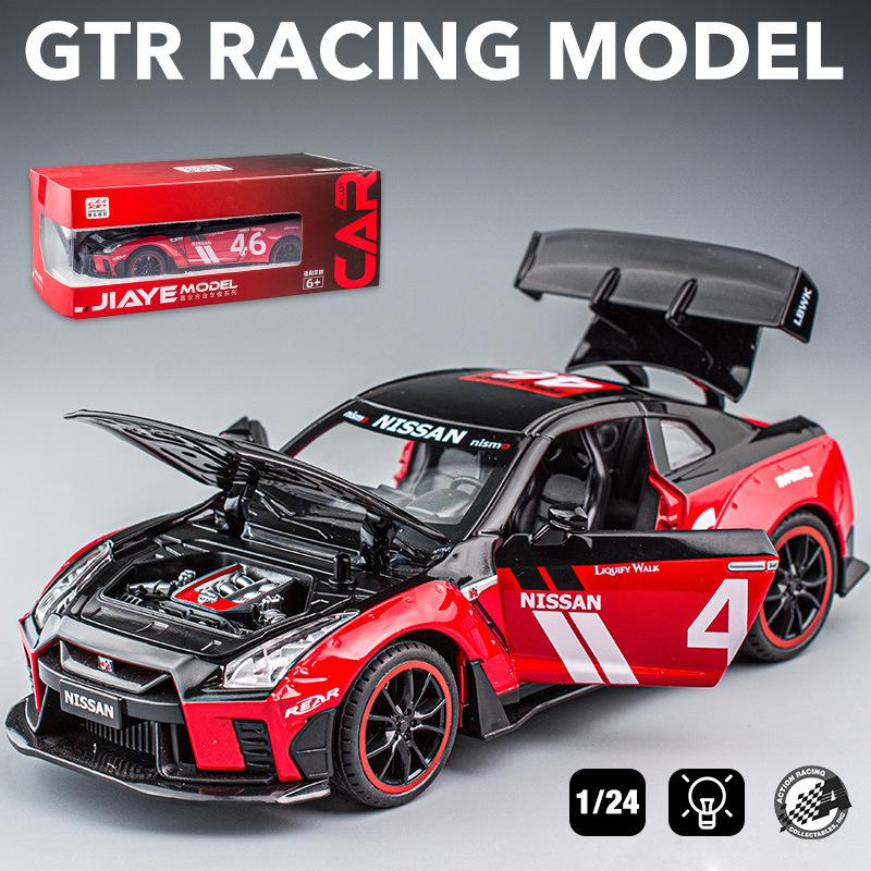GTR Racing Diecast-Automodellspielzeug im Maßstab 1:22, zurückziehbares Spielzeugfahrzeug mit Ton und Licht für Kinder, Kleinkinder, Jungen und Mädchen, Geschenkkollektion