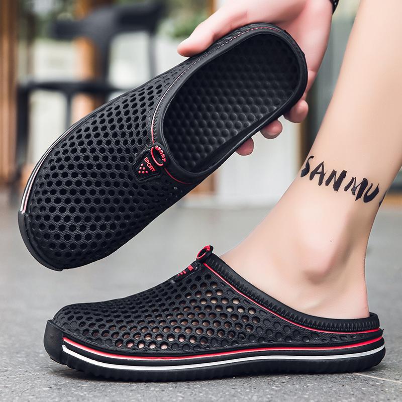 

Half slippers men s summer wear non-slip soft-soled sports bag head sandals men s outdoor heel-less lazy convenient shoes 40 чёрный