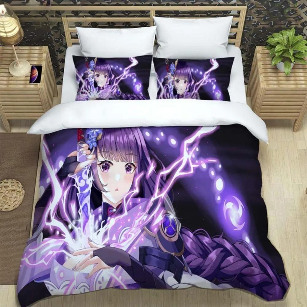 Anime Genshin Impact Duvet Cover Pillowcase Bedding Set Adult Boy Girl Bedroom Decoration Children Single Double Large Size