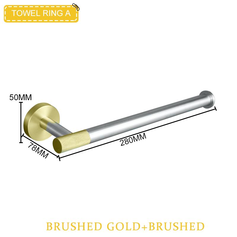 Brushed Gold & Brushed Bathroom Accessories Set Wall Mounted Clothes Hook Toilet Paper Holder Towel Bar Hardware Pendant