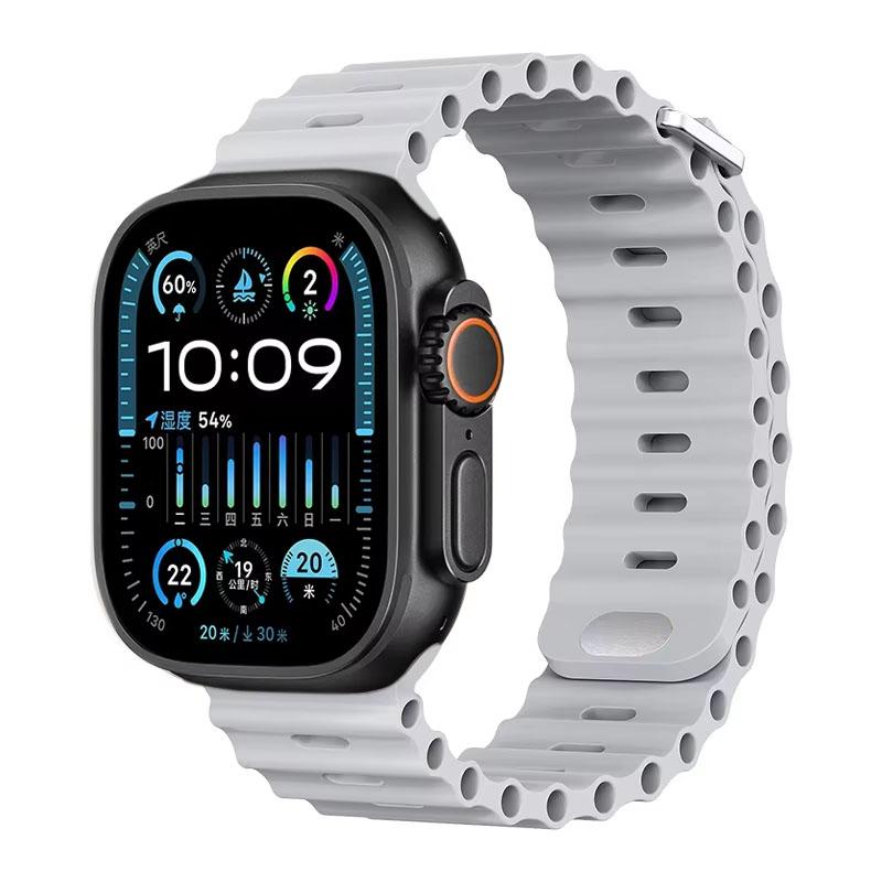 Silicone Ocean Strap For Apple Watch Band Ultra 3/2 49mm 46mm 45mm 42mm 44mm 41mm Sports Bracelet iWatch 11 10 9 8 7 6 5 SE band
