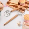 M-Cake Tools Duńska trzepaczka do ciasta Stal nierdzewna Holenderskie ciasto chlebowe Mikser ręczny Drewniany uchwyt Kuchenne narzędzia do pieczenia Artystyczny blender