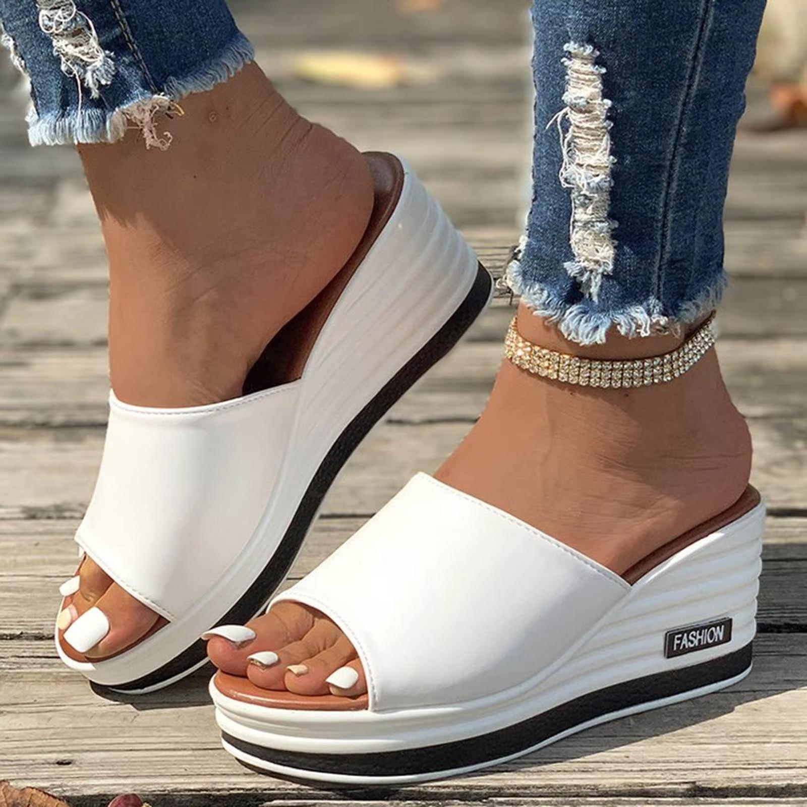 Spring Summer Women s Slide Sandals Open Toe Flip Flops 38 белый 1590₽