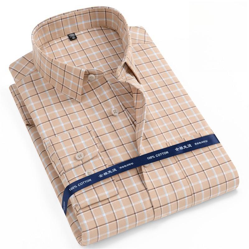 New 100% Pure Cotton Shirts Oxford Men Solid Color Shirt Long Sleeve Regular Fit Men Pocket Casual Autumn Male Shirt 7XL 8XL