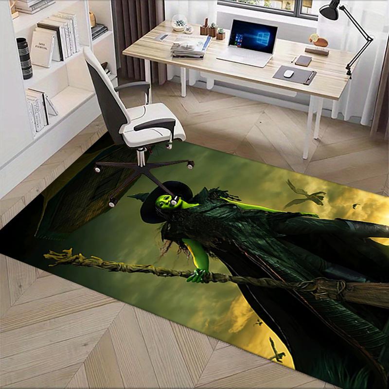 Wicked, Broomstick Pattern Polyester Office Carpet Chair Mats, Home Decor Dormitory Floor Protector with Anti-Skid Backing, Large Area Cover