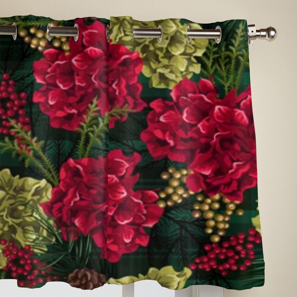 Fir Branches And Red Berries Window Curtain For Kids Room Home Blinds Curtains For Living Room Bedroom Window Drapes