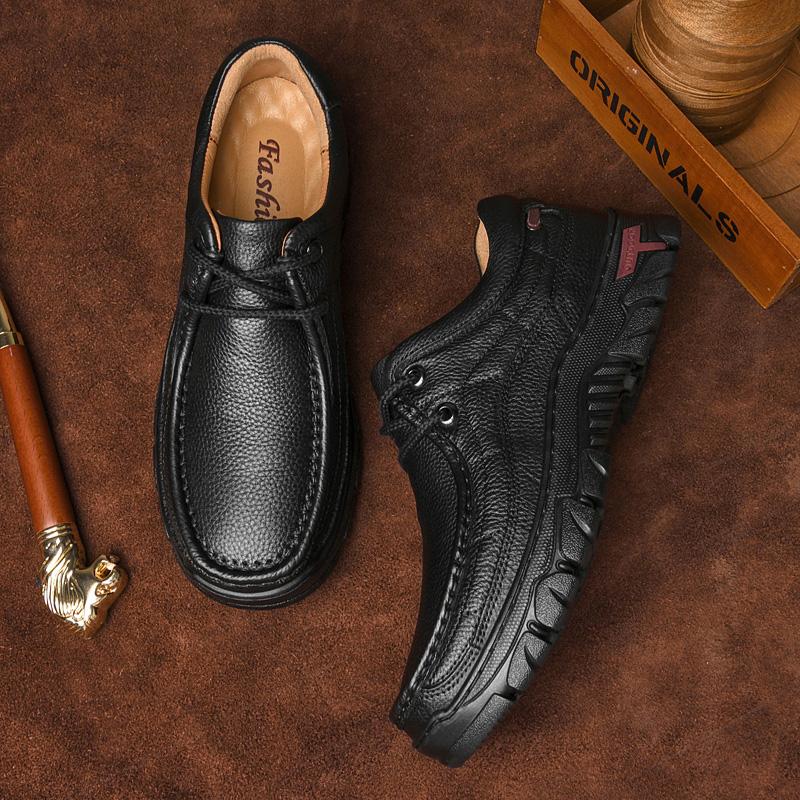 New Trend Mens Genuine Leather Casual Shoes Outdoor Sneakers Comfy Oxford Shoes High Quality Treking Footwear Non-slip Trainers