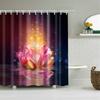 Landscape Flowers Plants Shower Curtains Bamboo Zen Stone Lotus Flower Bath Curtain 3D Printing Waterproof Home Bathroom Decor
