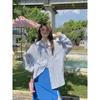 Texture Sense Sun Protection Shirt Long sleeve Stripe Shirts 2024 New Women Summer Thin Small Shirt Outerwear Top