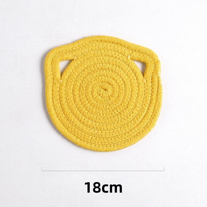 Hand-woven Cat Ear Coasters Creative Heat Insulation Non-slip Anti-scald Mat Japanese Simple Placemats Kitchen Useful Novelties