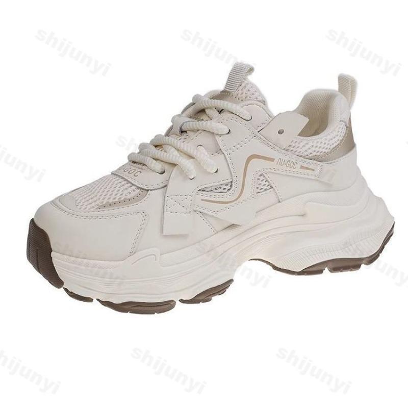 Fashion 2025 Spring New Women Shoes Non Slip Casual Shoes Breathable Mesh Comfortable Sneakers Lace-up Height Increase Vulcanized Shoes