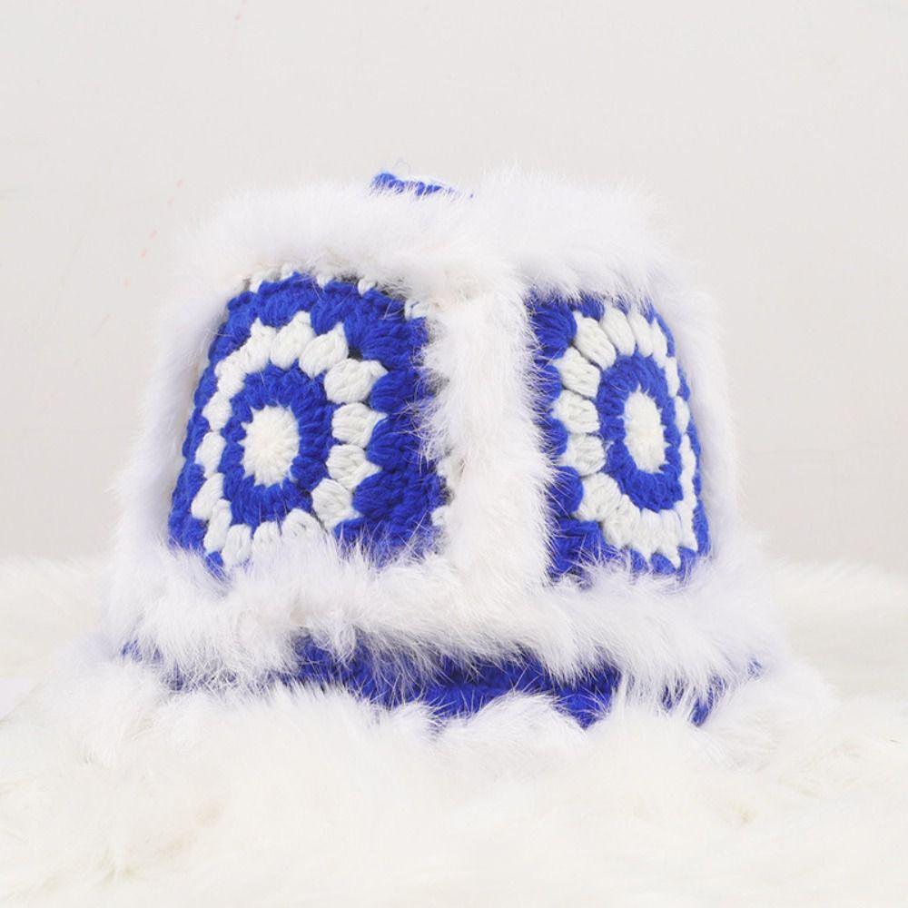 

Милая шапка рыбака из кроличьей шерсти зимняя вязаная шапка простая шапка с головой тигра пара Blue-Style B