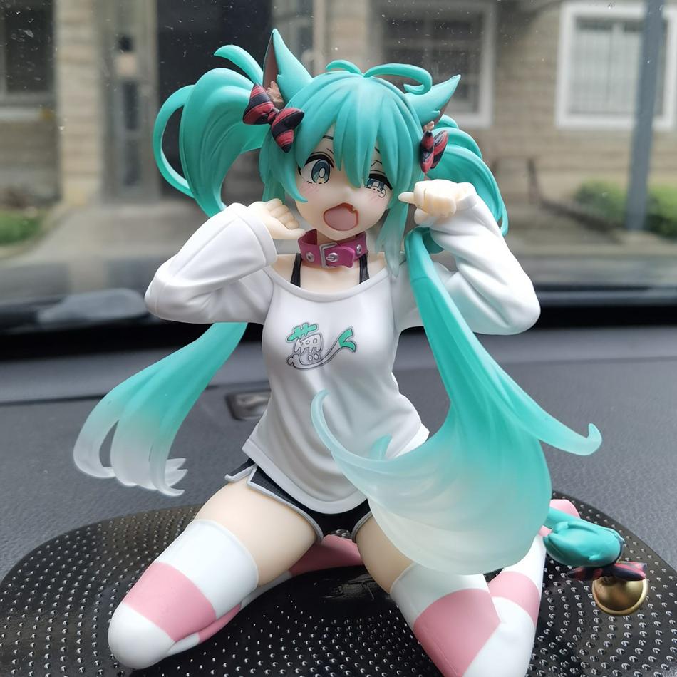 Latest Hatsune Miku Desktop Adorable Action Figure 11cm Neko Shirt Ver. Anime Figurine Cute And Charming Girls Model Toy Birth Date Present