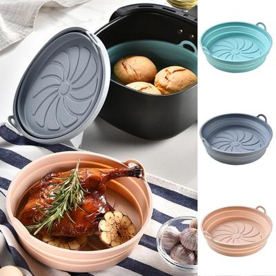 Foldable Silicone Baking Pan Heat-Resistant Handles Space-Saving Round Frying Pot Pad Pan Kitchen Supply