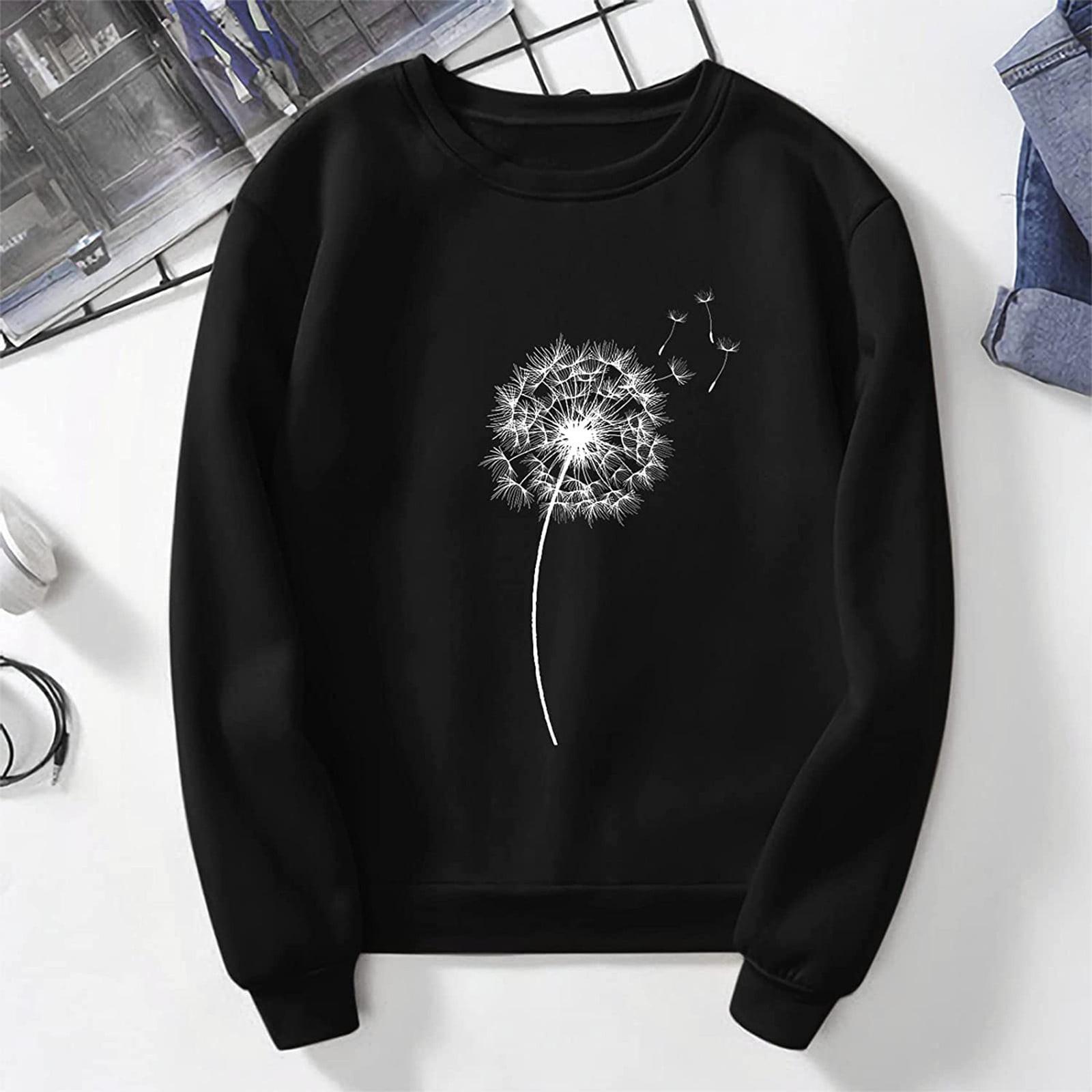 

Женская осенняя модная туника с длинным рукавом, топ, толстовка, пуловер, осенняя одежда, повседневный комфортный топ с круглым вырезом и принтом, свободный черный черный