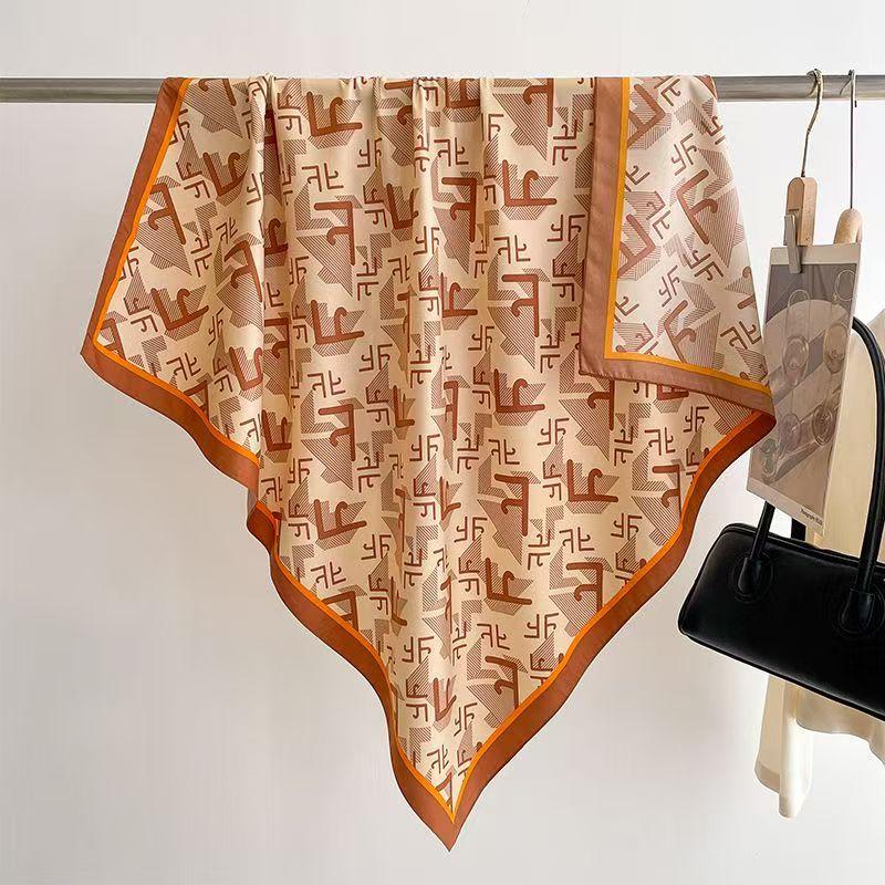 Print Satin Silk Square Scarf Hijab Women Bandana 90Cm Headscarves Neckerchief Ladies Muffler Shawl Wrap Foulard Headband