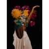 Elegant African American Woman with Floral Head Poster  Sexy Black Girl Canvas Painting Wall Art for Living Room Home Decor Mura