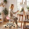 Salon Saddle Stool, Rolling Saddle Chair for Massage, Spa, Clinic, Beauty, Hairdressing and Tattoo, Pink