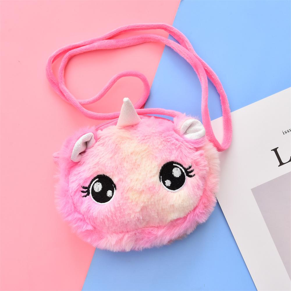 Cute Unicorn Plush Crossbody Bag Corduroy Square Phone Purse Cartoon Mini Shoulder Bag For Women Girls