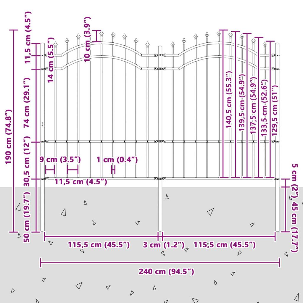Garden Fence Woerden Gray 240 X 190 Cm Powder Coated Steel