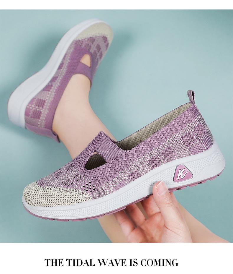 Women's Versatile Slip-On Breathable Fly-knit Mesh Shoes, Soft Sole, Casual Comfort for Everyday Wear