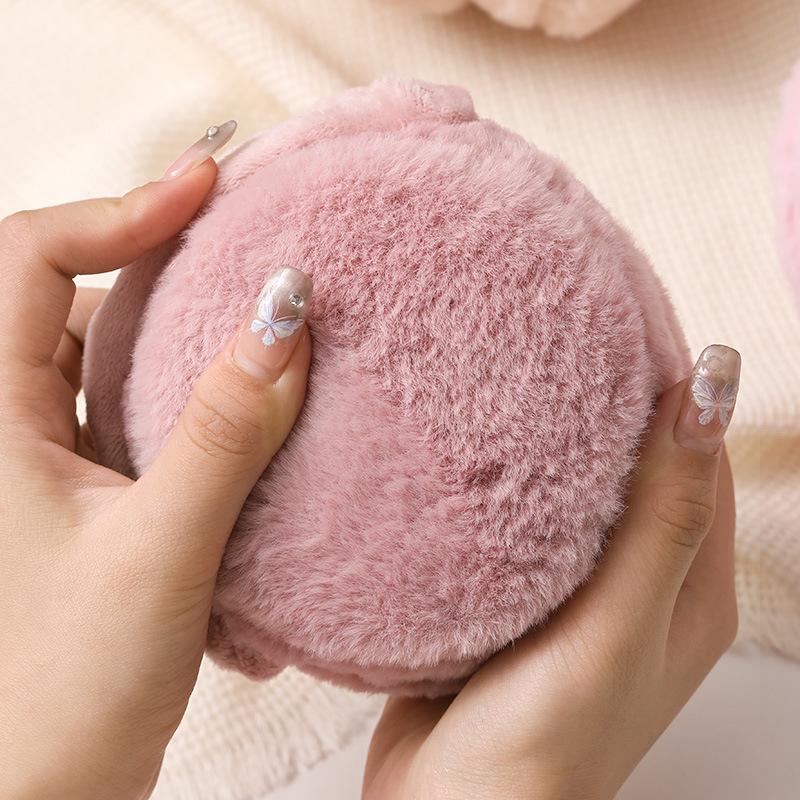 Foldable Plush Earmuffs: Cute, Solid Color, Warm, Cold-Proof for Men & Women.
