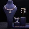 Copper Zircon Necklace Earrings Luxury Sparkle Colored Gemstones Bridal Wedding Dress Party Accessories Bracelet