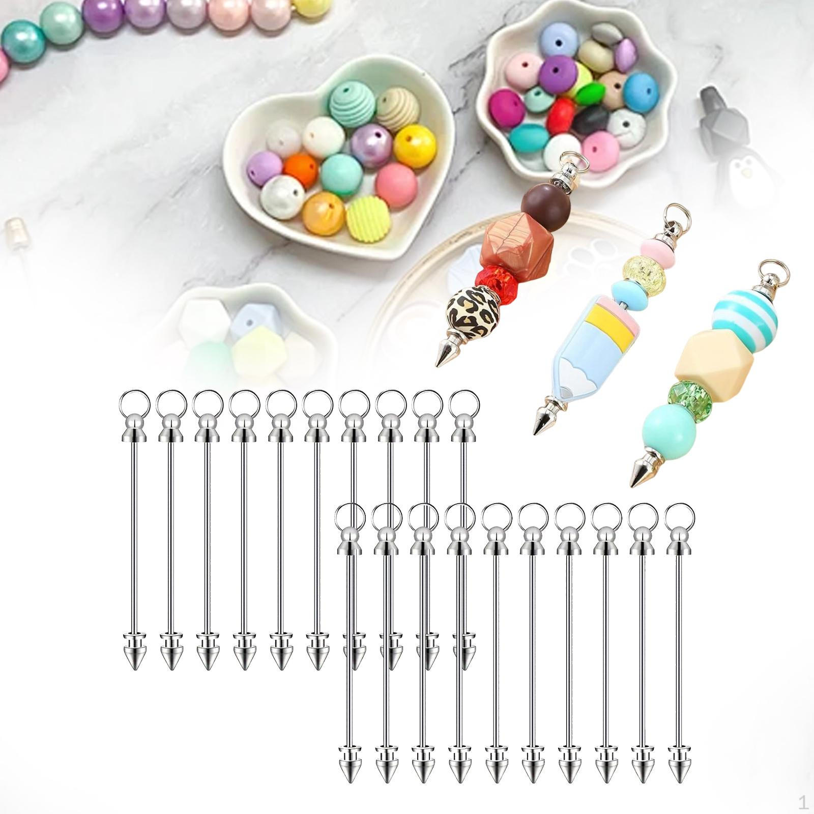 

20 Pieces Beadable Keychains Bar DIY Set Metal Blank Craft Stylish Creative Charmful