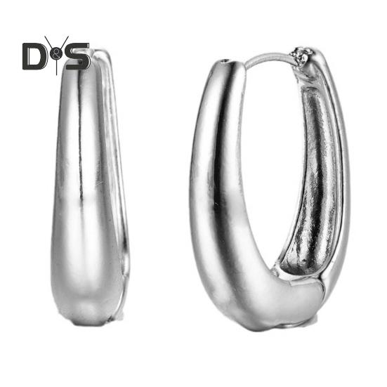 1 Pair Huggie Earrings Retro Geometric Solid Color Anti-allergy Electroplated Lightweight Stainless Ear Decoration Jewelry Commute Ear Hooks