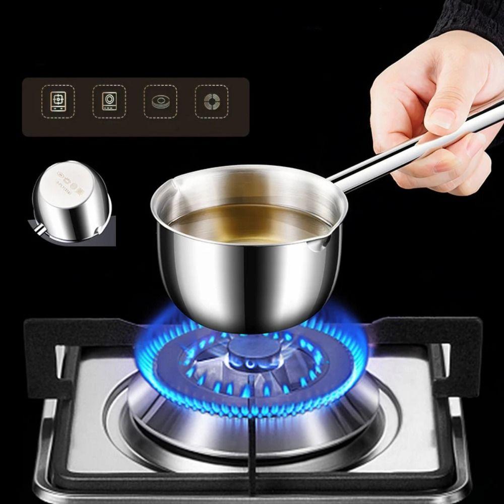 Stainless Steel Oil Splashing Small Pot Thickened Oil Pouring Spoon Mini Cooking Pot  Cooking Tools