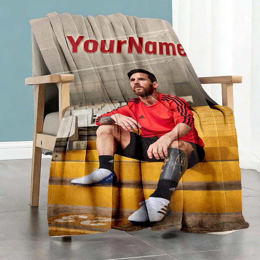 Messi 292 Customize Text Blanket Throw Customizable Blanket Soft Warm Cozy Throw For Sofa Home Decor Picnics Office for All Occasions
