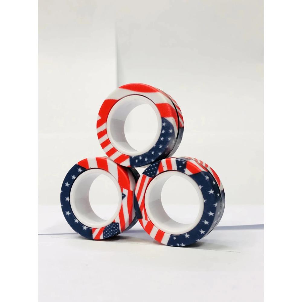3pcs Finger Magnetic Rings Colorful Fidget Toy Set Adult Magnets Spinner Rings for Relieve Stress Anxiety Relief Therapy