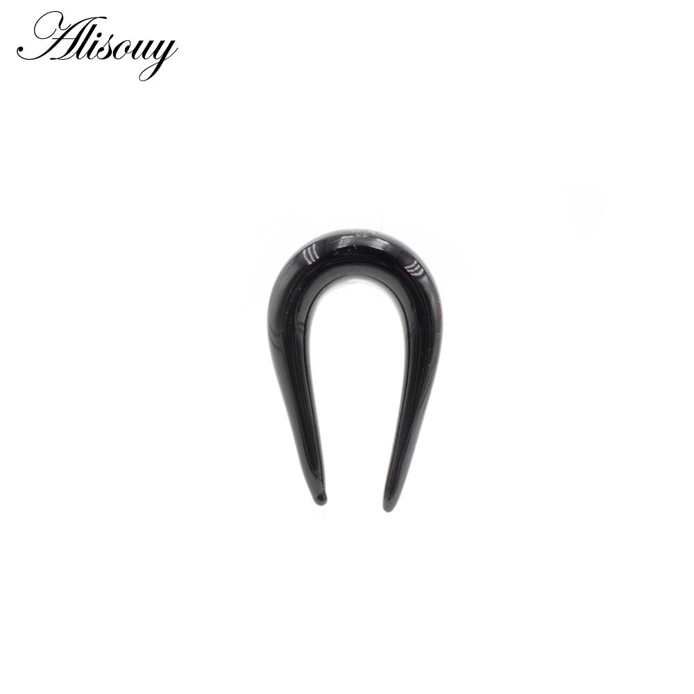 Alisouy 2PCS 6-10mm U-shaped Glass Ear Clip Weight Plugs Stretcher Expander Tunnels Tapers Guages Earrings Body Piercing Jewelry