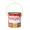 2pcs Decorative Christmas Candy Boxes Handheld Round Bucket Portable Sweets Tins with Handle for Family Gathering