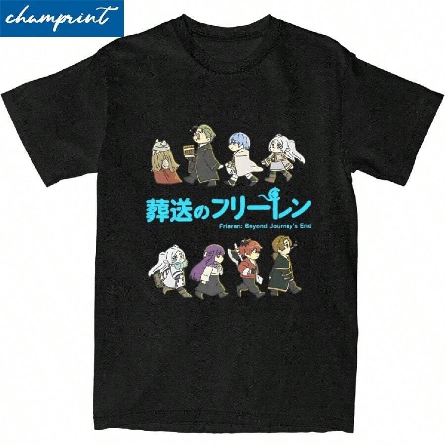 

Frieren Beyond Journeys End T Shirts Unisex Women Pure Cotton Vintage TShirts Round Neck Anime Tees S