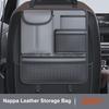 Seametal Car Seat Back Organizer Rear Row Storage Bag With Elastic Band Nappa Leather Multi Pocket Anti Kick Pad Seat Protector