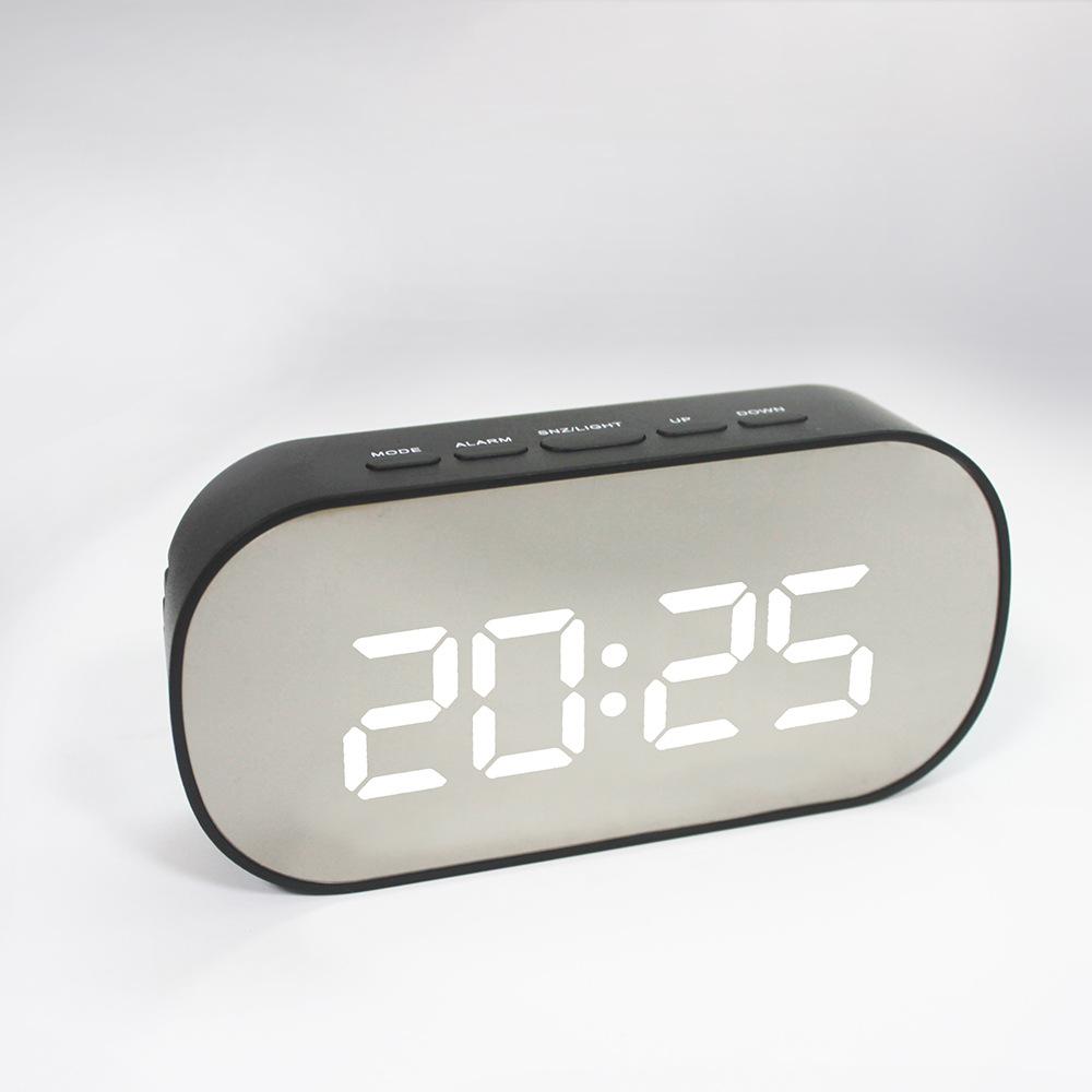 Multifunctional Electronic Clock Bedside Alarm Clock LED Mirror Clock Large Screen Digital Clock Multicolor 6506