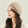 Knitted Hat for Women In Autumn and Winter Middle Aged Korean Style Face showing Little Beret Warm and Versatile Retro Wool Painter Hat